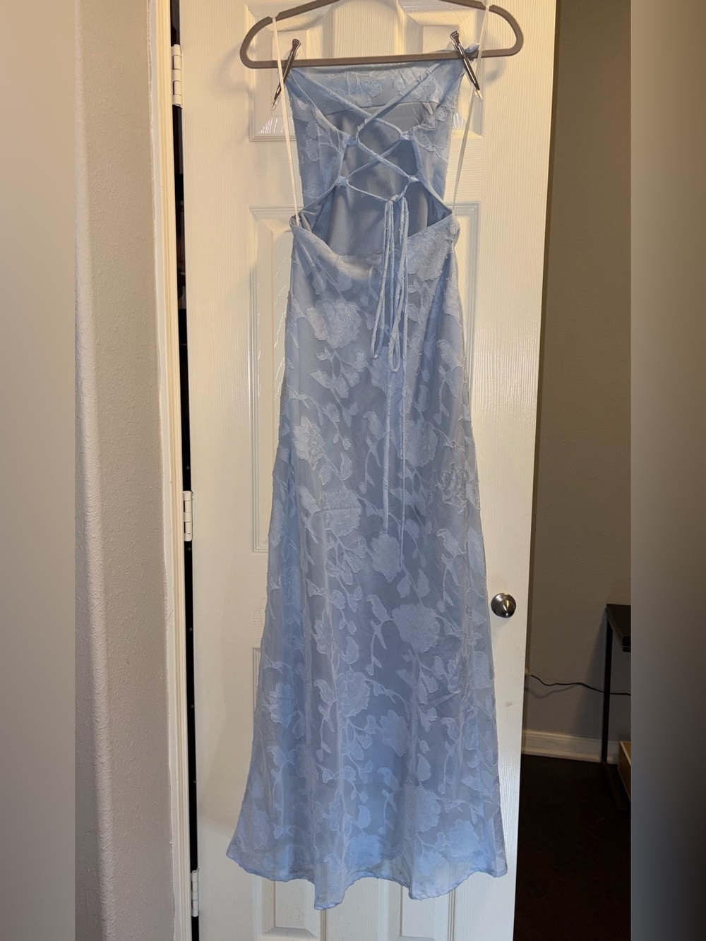 Princess Polly Celena Maxi Dress Blue Burnout - Picture 4 of 5